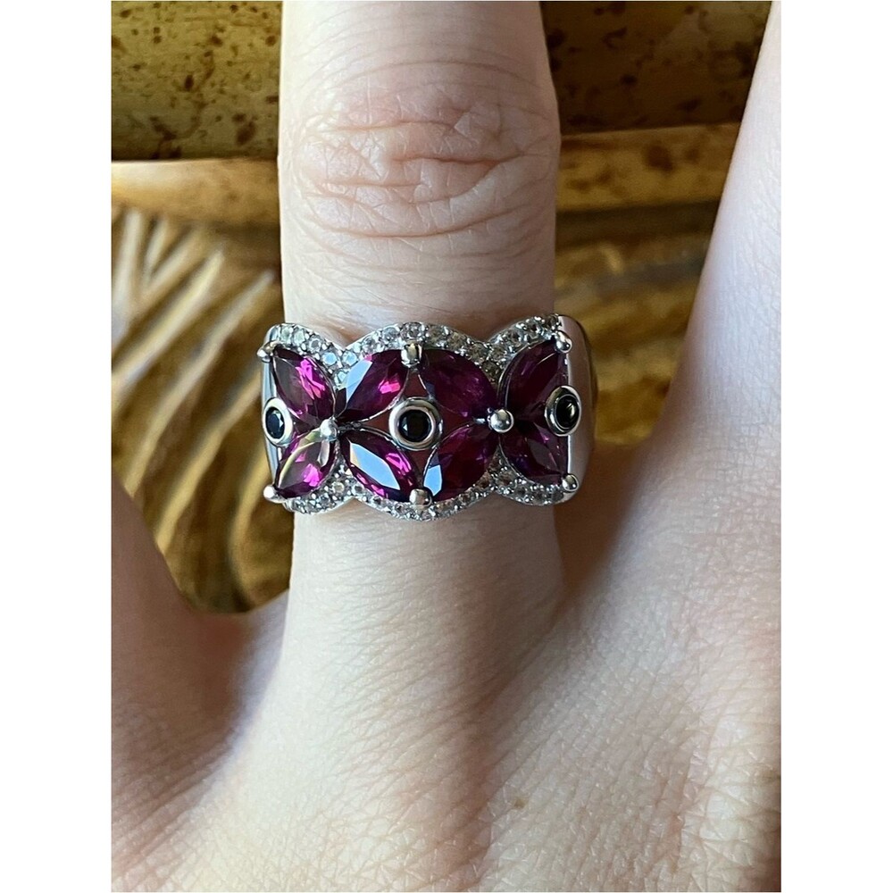 Natural Raspberry Garnet Black Spinel Ring Size 7